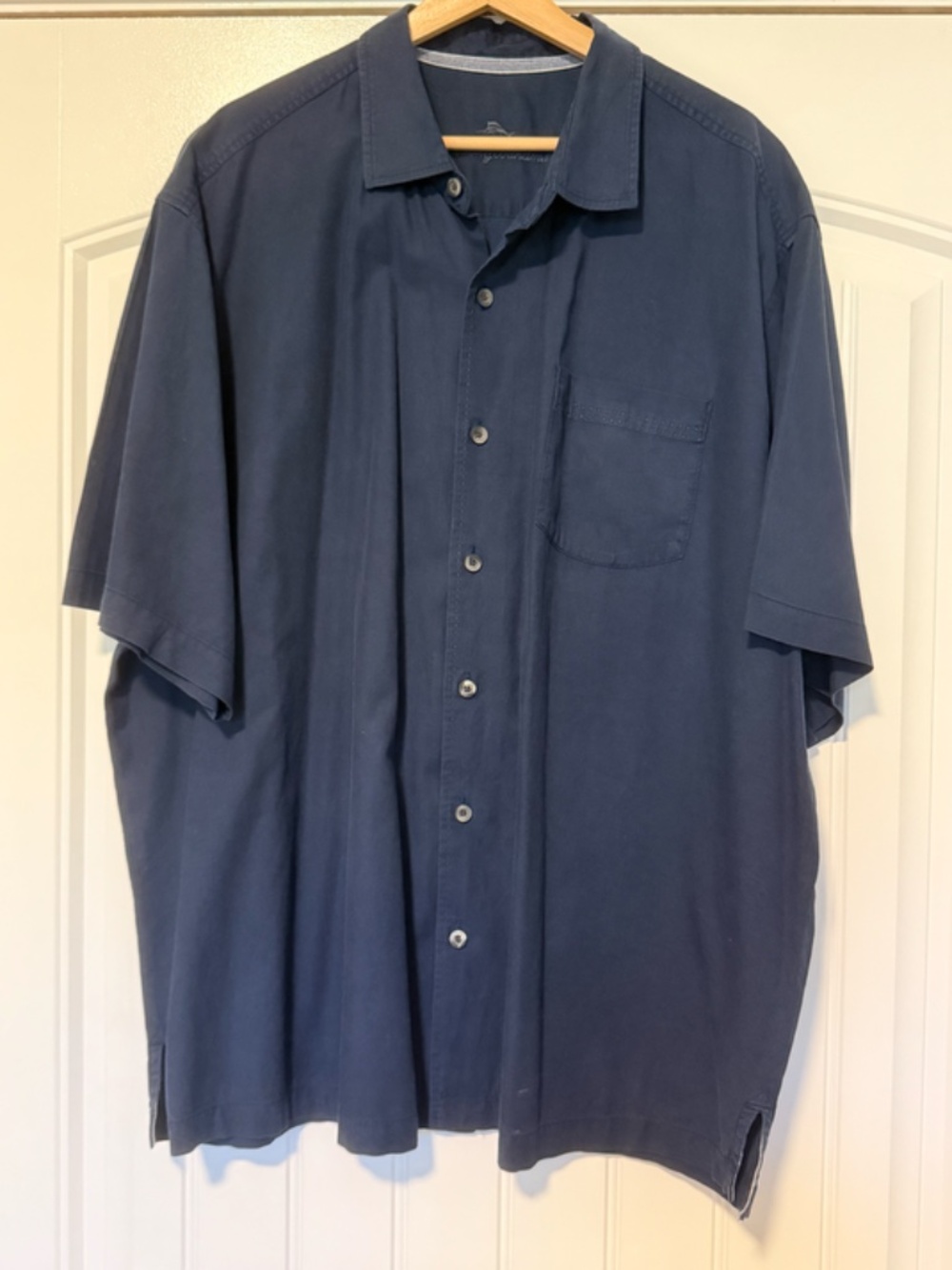 Tommy Bahama Men’s Silk Blend Button Front Shirt Navy Blue 1XLB Big Tall